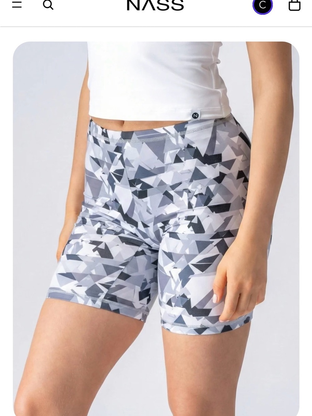 NASS Gray Geo High-Rise Bike Shorts